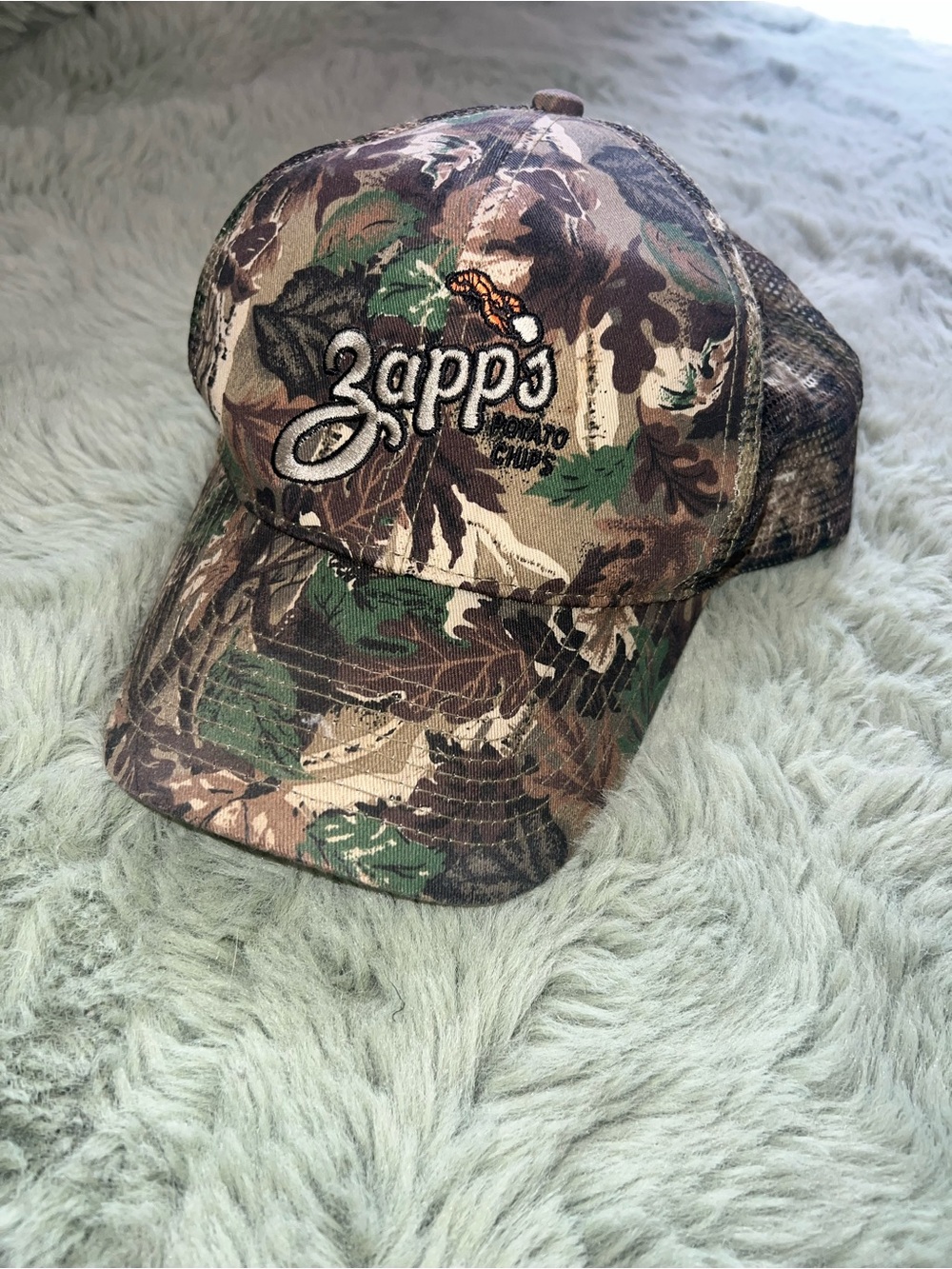 OTTO Olive Green Mesh Trucker Hat with Red Logo Patch